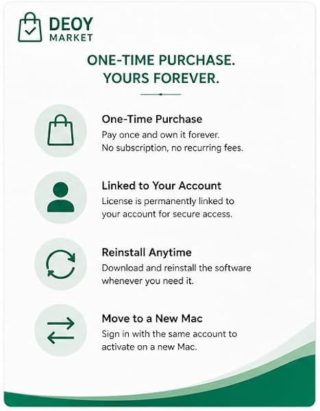 DEOY Market Software Key Card Compatible with Office Home & Business 2021 for Mac – 1 Mac – Lifetime License – Digital Delivery - 2