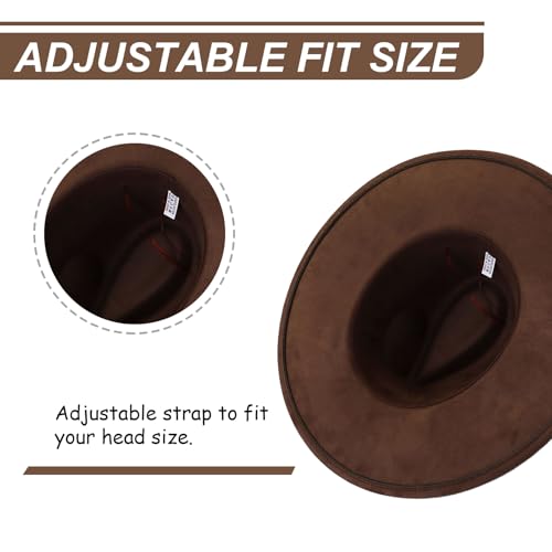 Image of Fedora Hats for Women Man with Big Wide Brim Classic Suede Panama Hat Western Outdoor hat
