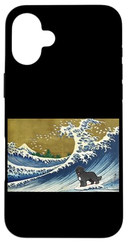 Funny Retro Vintage Surfing A Wave Newfoundland Dog Lover �X�}�z�P�[�X iPhone 16 Plus �p