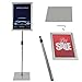 T-SIGN Adjustable Heavy Duty Pedestal Sign Holder Poster Stand - 11x17 Inch Vertical & Horizontal Sign Stand Displayed Poster Holder - Steel Square Base Sign Stands for Display (Silver)