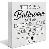 Country This Is a Bathroom Not an Internet Cafe Wood Box Sign Decor Desk Sign Bathroom Wooden Box Block Sign Rustic Home Shelf Wall Decoration