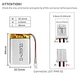 4X EEMB 3.7V 820mAh 653042 Lipo Rechargeable Lithium Polymer ion Battery Pack with JST Connector UN38.3 (UL Certified for Cell) Make Sure Device Polarity Matches with Batteries Before Purchase - Image 3