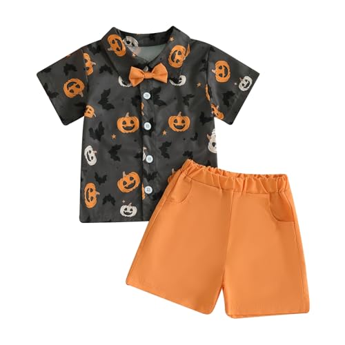 Baby Boy Thanksgiving Outfits Turkey Short Sleeve Button Down Polo Shirt Shorts Set Toddler Thanksgiving Outfit