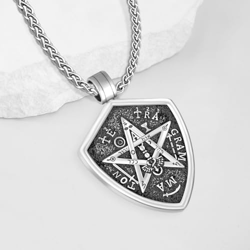 925 Sterling Silver Tetragrammaton de Plata Tetragrammaton Pendant Amuletos de Protección y Buena Suerte for Men3
