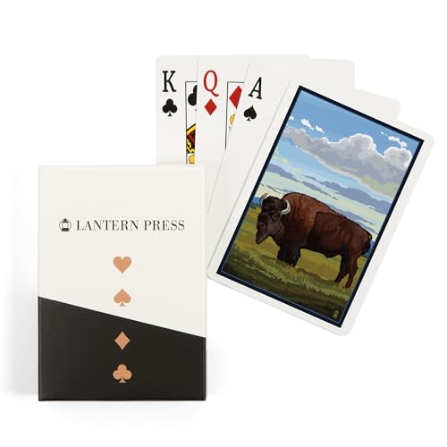 Lantern Press Bison en Campo, Baraja de 52 Cartas Póker