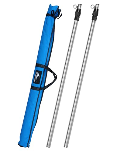 BLUEWING 2-Pack V4 Upgraded Sunshade Support Pole for Fishing Boats 316 Stainless Steel Heavy Duty Boat Shade Canopy Pole Adjustable Length up to 6.21ft