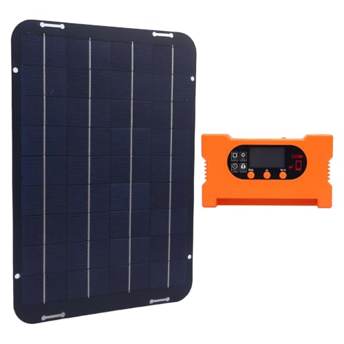FTVOGUE Kit de Panneaux Solaires 12 W, Conception Polycristalline, Chargeur d'entretien Efficace avec Contrôleur pour le Camping, les Serres ou un Usage Domestique
