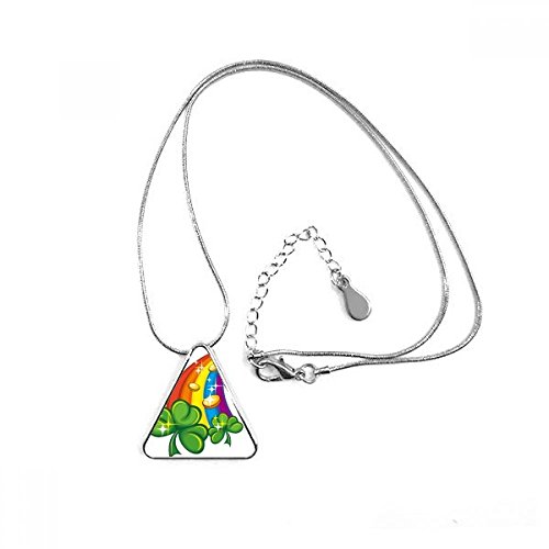 Pendentif trèfle à quatre feuilles arc-en-ciel bijoux Saint-Patrick Irlande pour femme homme