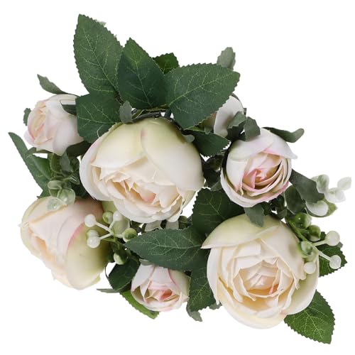 VANZACK Corona di Candele per Pilastri Rose Artificiali Beige, Anello di Candela Nuziale Leggero e Compatto, Decorazione per Matrimonio, Festa degli Innamorati e Feste, Ghirlanda