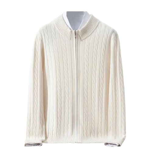 Suéter de punto de lana merina con cuello cremallera para hombre invierno