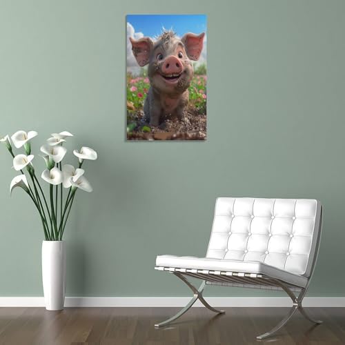 Peintures sur toile cochon pour habiller un mur vide avec une décoration moderne - 5