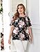 FOREYOND Plus Size Tops for Women Short Sleeve Ruffle Shirts Crewneck Blouses Dressy Casual Pleated Fashion Tunic Top Black Pink Floral 3XL