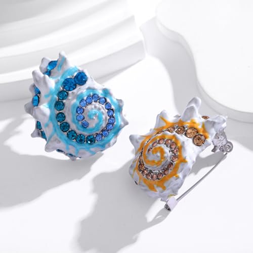 Image of Enamel Conch Shell Brooch for Women Snail Brooches Lapel Pin Elegant Dress Accessories Mother's Day Gift