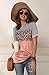 Necooer Women's Casual Color Block Leopard Printed Striped Short Sleeve T Shirts Tops Patchwork Blouses (Medium,Pink)