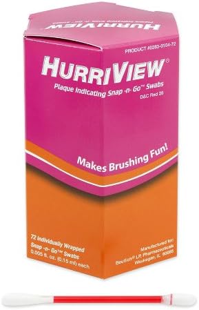 PLAQUE INDICATING SWABHURRIVIEW IND WRAP 72/BX BEUTLICH HURRIVIEW® PLAQUE INDICATING SNAP-N-GO SWABS