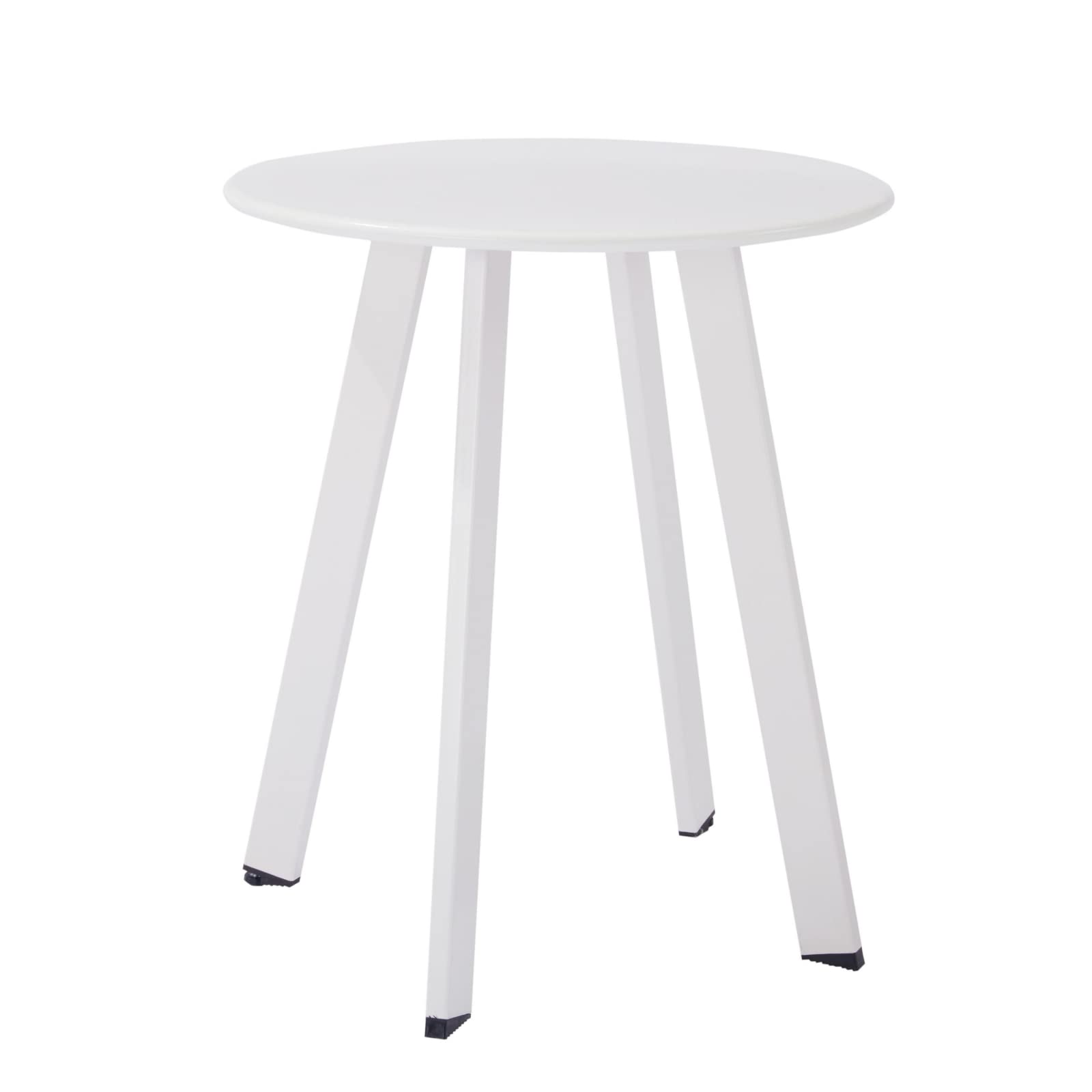 Juego de 2 mesas auxiliares de patio, resistentes a la intemperie para exteriores, mesas anidables redondas para sala de estar, balcón, oficina, color blanco 7