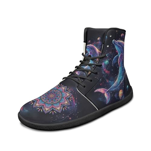 Boho Mandala Print Unisex Barefoot Shoes PU Leather High Top Barefoot Sneakers for Outdoor3