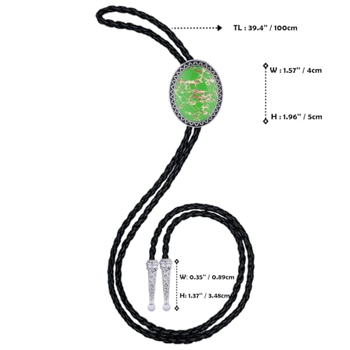 Image of Vintage Western Cowboy Rodeo Black Agate Bolo Tie for Men Women | Premium braided leather, adjustable sliding clasp, anti-tarnish alloy pendant, versatile western bolo tie