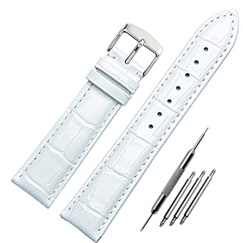 Image of Watch Bands Genuine Leather Embossed Alligator Grain Calfskin Replacement Strap for Women Men Bracelet Choose Color Width 16mm 17mm 18mm 19mm 20mm 21mm 22mm 22mm 24mm