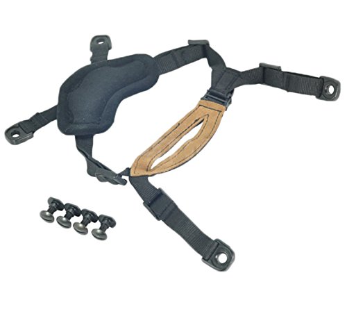 OSdream 4 Points Chin Strap with Bolts and Screws for Ordinary helmet/Suspension System Helmet Lanyard (Black)
