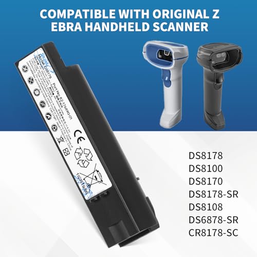 Image of Sicimly for Zebra DS8178 Scanner Battery, 82-176890-01 Compatible with DS8100 DS8178 DS8170 Series Barcode Scanner,2500mAh,Li-ion, Replacement Battery.