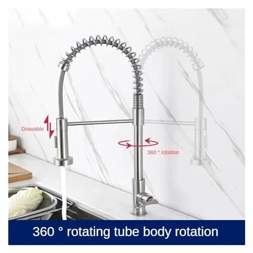 Grifo de pared de cocina con rotación 360 y pulverizador ergonómico 5