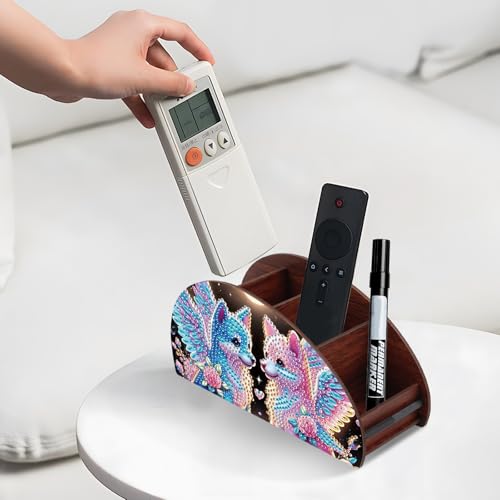Image of DIY Diamond Painting Storage Box Organizer Couple Winged Foxes Handmade 5D Rhinestone Diamond Art Desktop Holder for Home Organization Craft Tabletop Valentine's Day Decoration