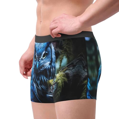 Blue Owl print Mens Underwear Boxer Briefs Breathable Soft Moisture Wicking with Fly Underwear for Men4
