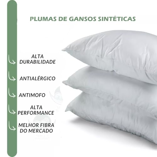 2 Travesseiro Toque Pluma E Fibra Bambu + Travesseiro de Perna