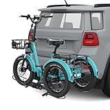 NAIZEA Trike Rack for Ebike Heavy-Duty,Fat Tire 3 Wheel Bike Rack for Tow Hitch 170 lbs Capacity, Heavy-Duty Foldable Bike Carrier for Standard, 2 inch Receiver, Fits 5