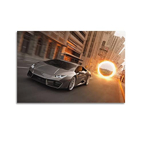 HALOUB Poster décoratif sur toile représentant une voiture de sport Lamborghini Huracan - 30 x 45 cm