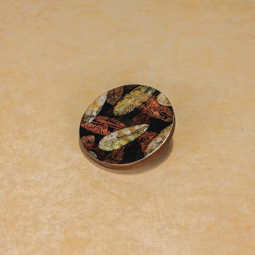 Image of Ireka Home Forest Floor Coaster Set (4 Pieces) | Handcrafted Acacia Wood, Enamel Leaf Artwork, For Tea & Coffee