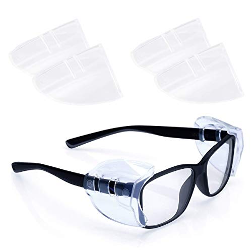 4 works Side Shields for Eyeglasses Safety Glasses Protection Flexible Transparent Clear Glasses Side Shields Slip on Side Shields for Small to Medium Eyeglasses - Image 2