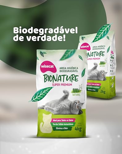 Bionature areia higiênica para gatos biodegradável Wisecat 2KG