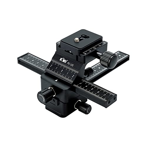 KIWIFOTOS FC-1II Professionelle Einstellschlitten - 4-Wege Makroschiene Focusing Rail Slider mit Arca Swiss Schnellwechselplatte Cover