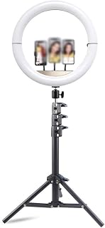QtthZZr Ringlights 14" Folding Selfie Ring Light With Tripod Stand Cell Phone Holder, Dimmable Led Circle Tripod Ring