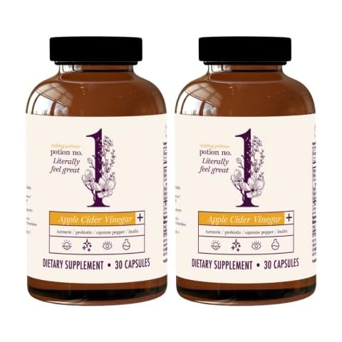 Ladybug Potions Gut Health for Women and Men, 30 Capsules - Organic Apple Cider Vinegar, Probiotics,Turmeric Curcumin, Black Pepper, Inulin, and Cayenne Pepper - Digestive Health Cover