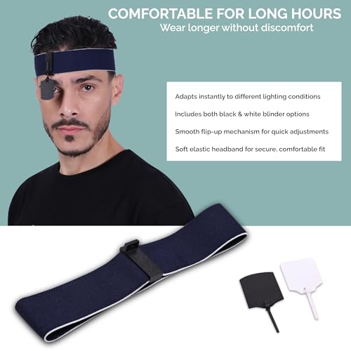 Image of Pardini Shooting Headband Eye Blinder | Adjustable ISSF Standard Design with 2 Flippable Blinds for Archery & Pistol Sports | Enhanced Focus & Eye Protection | Lightweight & Comfortable Fit