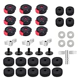 36 PCS Cymbal Replacement Accessories, Clutch Felts, Drum Cymbal Felt Pads Include Wing Nuts & Washers & Plastic Cymbals Sleeves & Drum Key and Plastic Cymbals Nuts, Replacement for Drum Set,Red