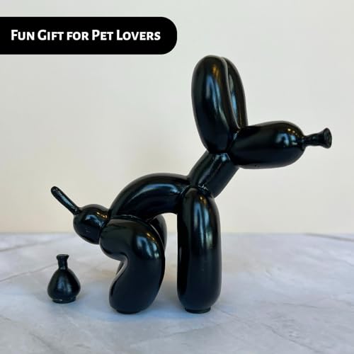 Pozbee Pooping Dog Skulptur Schwarz, lustiges Geschenk für Tierliebhaber, Muttertag, ästhetische dekorative Ballon-Hundestatue, Kleintierfigur für Tisch, Bücherregal, Heimdekoration (Schwarz)