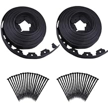 WOWCASE 80FT 2 Inch Tall Landscape Edging Kit, Bonus 100 Count Spikes, Plastic Lawn Edging for Landscaping, Yard, Lawn and Flower Gardens Border Black 80FT