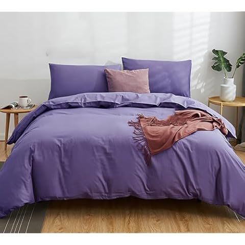 WYFKYMXX Duvet Protector Waterproof Breathable Cotton Incontinence Duvet Protector with Corner Ties Washable Reusable for Elder,Kids Pets. (Purple,King) Cover