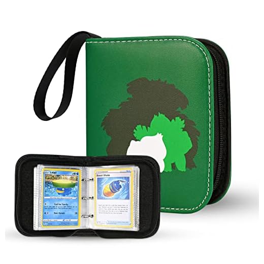 2-Pocket Trading Card Mini Binder for Pokemon TCG Cards, Hold 80 Cards with 40 Removable Sleeves, One Card Size Collectible Trading Card Albums Plus Version (Green)