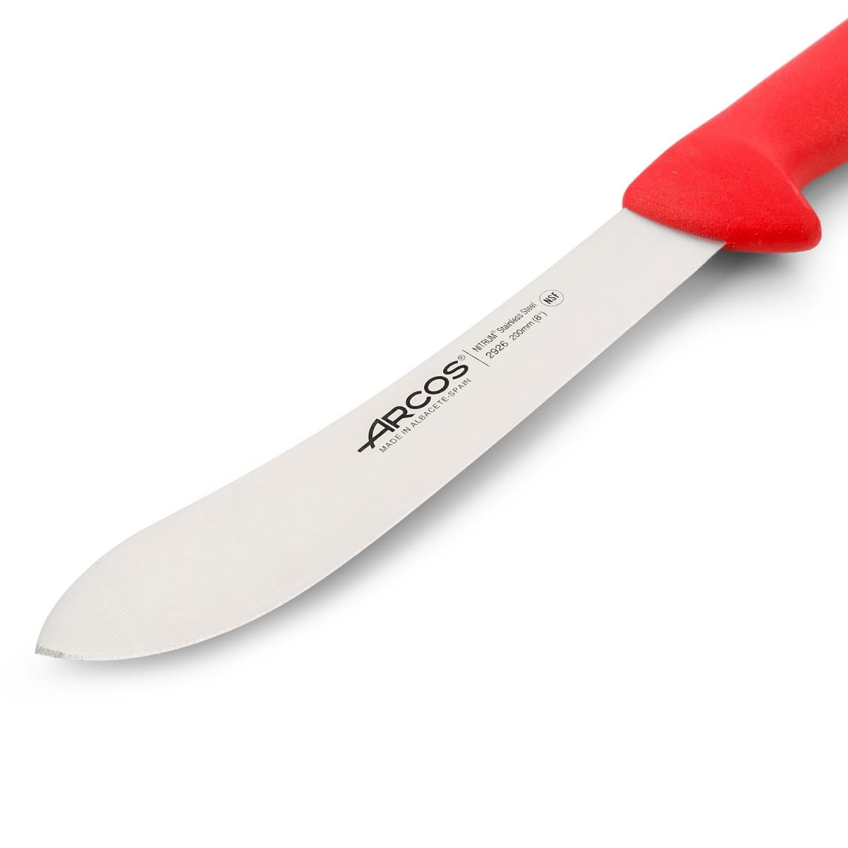Arcos Coltello da Macellaio con Lama in Acciaio Inossidabile Nitrum 200 mm – Coltello da Cucina Professionale per Tagliare Carne, Pesce e Verdure – Manico Ergonomico in Poliossimetilene, 2900, Rosso