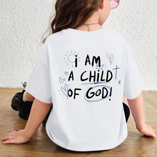 Image of KEEVICI Cute I Am A God of Child Shirt Girls Graphic Tees Christian T Shirts for Kids Jesus Religious Faith Cotton Summer Top
