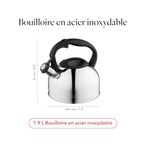 Bouilloire induction sans brûlure Florina Anter avec sifflet de sécurité