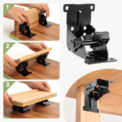 4 Pack Self Locking Hinges, 90 Degree Locking Folding Support Brackets by ZENQOVARIL - Used condition - Image 8