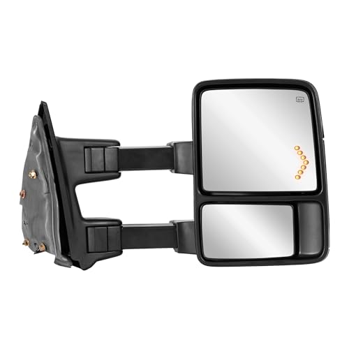 EVERESTWAY Passenger Side Tow Mirrors Compatible for 2008-2016 Ford F250 F350 F450 F550 Super Duty Power Heated Right Truck Mirror Telescope w/Turn Signal light Arrow Light Black