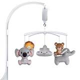 FEISIKE Baby Crib Mobile for Boys with 3 Modes Musical Box, Volume Control, 35 Lullabies,Nursery Crib Toys for Newborn Ages 0 and Older,23 Inches Baby Mobile Arm and 5 Pcs Hanging Toys Knob Type