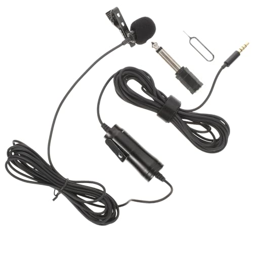 Micrófono de solapa con clip compatible con PC y móvil para grabación y transmisión con cable